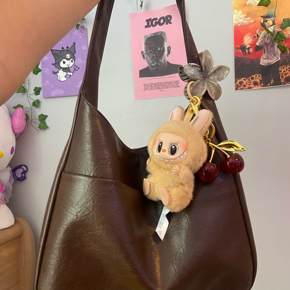 Brown Faux Leather Hobo Bag